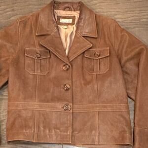 The Territory Ahead Safari Style Woman’s Vintage Leather Jacket Size 14 Petite